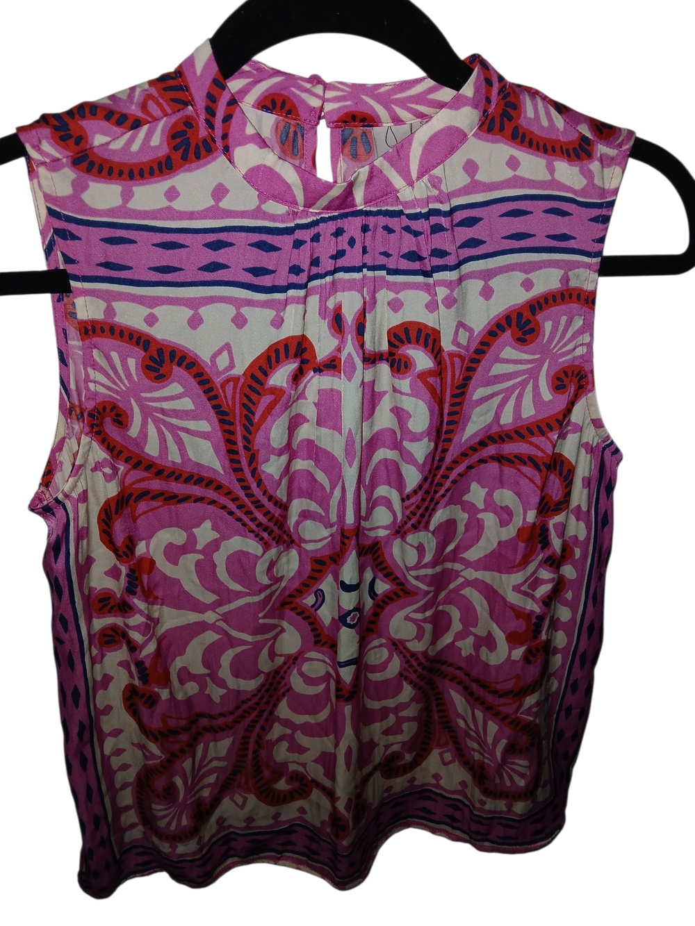 Joie Pink Paisley-Print Sleeveless High-Neck Top Small NWT